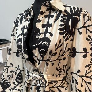 Zara Monochrome Leaf Print Dress